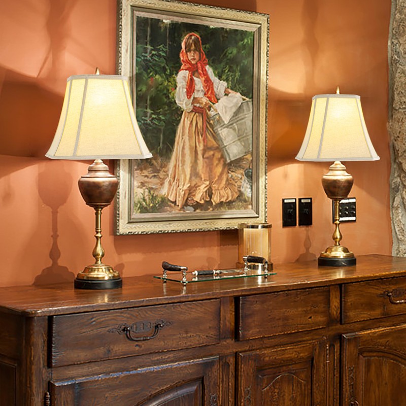 GO&SO Square Cut Corner Lampshade, 8x14x11 Inch Medium Table Lamp