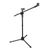 Black Mic Stand with Boom Arm Dual Microphone Holder Model