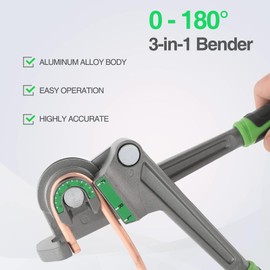 Pipe Bender 1/4" 5/16" 3/8" 3 in 1 Pipe Bender 180 Degree Pipe Bender for Copper, Stainless Steel, Steel and Aluminum Alloy Pipe Bending Tool for Repair of