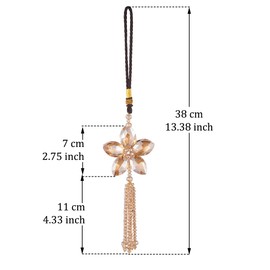 AuMoHall Crystal Flower Car Rear View Mirror Pendant Car Hanging Ornament Lucky Car Charm with Dangle Beads, Champagne