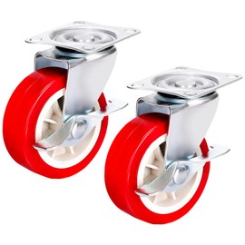 The Ultimate 2 x Heavy Duty 75mm 200KG Rubber Swivel Castor Wheels - Your Perfect Trolley and Furniture Caster Solution (3-inch Brake Swivel Wheel)
