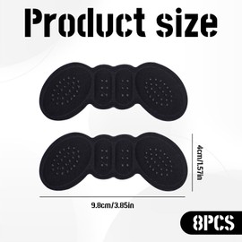 Heel Grips, 8pcs Heel Grip, Heel Pads for Shoes for Loose Shoes, Improve Shoe Fit and Comfort, Stop Slip and Blister, Liners Blister Protectors for Women Men (Black, One Size)