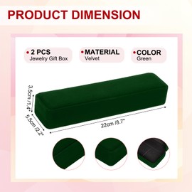 sourcing map 2 Pack Velvet Bracelet Necklace Pendant Jewelry Box, 8.7 x 2 Inch Long Necklaces Pendants Bracelets Jewelry Display Boxes for Wedding, Proposal, Birthdays and Anniversary (Green)
