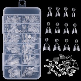 120 PCS Short Almond Nail Tips – Clear Cover Fake Press On Nails, 12 Sizes Oval Acrylic Nail Tips, Professional Extension Set for Salon & Home Use, Easy to Apply