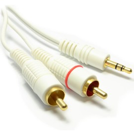 kenable 3.5mm Stereo Jack Plug to Twin Phono Plugs Cable White 5m [5 metres]