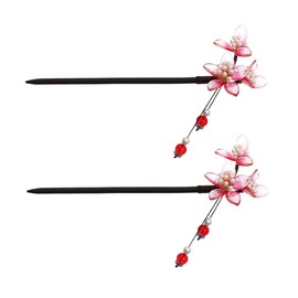 BIUDECO 2pcs Vintage Hair Stick for Girls Simple Elegant Hair Bun Holder Crystal Flower Hairpin Chopsticks Retro Hair Accessories for Wedding Party Prom