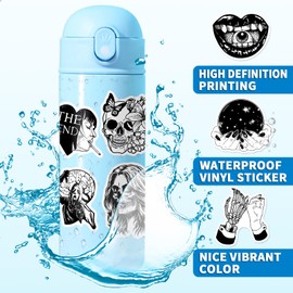 Black and White Gothic Horror Sticker Set 50 Pieces Cute Decoration for Car Laptop Skateboard Bicycle Moped Motorcycle Bicycle Computer Suitable for Adults Children