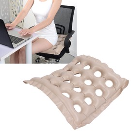 Ejoyous Anti-Decubitus Seat Cushion, PVC 16 Holes Air Cushion, Doughnut Inflatable Seat Cushion, Orthopaedic Prevention Against Pressure Sores Cushion with Inflator for Outdoor Travel, Beige