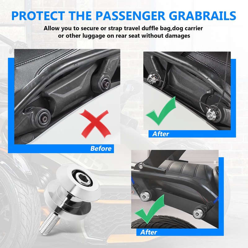 4Pcs Aluminum Bungee Buttons Rear Backrest Passenger Grab Handles Mounting
