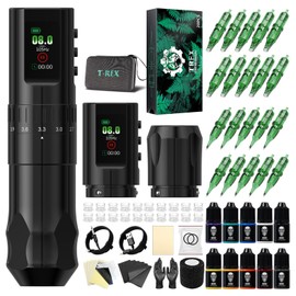 Tattoo Gun Kit Wireless Tattoo Kit Complete for Beginner, Tattoo Machine Kit Professional, 7 Adjustable Stroke Tattoo kit Complete, Cartridgs Needles, 1600 mAh Capacity Replacement Power Supply
