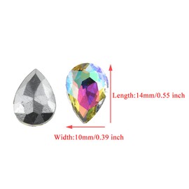 Hahiyo 10 x 14 mm lágrima AB diamantes de imitación base de garras de cristal pintado con parte trasera de gemas de cristal, fácil pegamento, transparente, 80 piezas, multifunción, para joyas, regalos, vestidos, manualidades, decorar