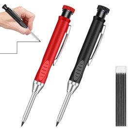 2PCS Carpenter Pencil Set With 12 Refills,Builders Pencil,Deep Hole Marker,Built-In Sharpener,Woodworking Pencil,Work Pencils for Builders,Mechanical Pencils for Architects,Builders,and DIY Projects