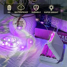 Aogist - Guirnalda de luces de hadas de 16 pies con carrete, 50 luces LED ultrabrillantes que funcionan con pilas, para recámara, Navidad, boda, centro de mesa, decoración de fiestas (paquete de 2,