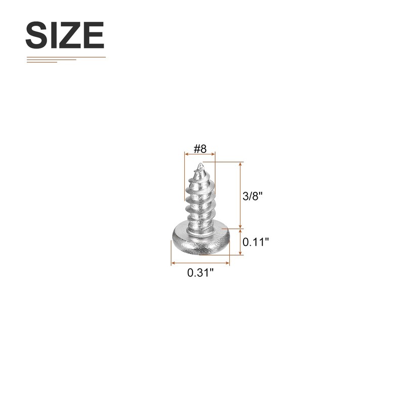 DTGN #8x3/8 Phillips Pan Head Self-Tapping Screw - 100Pack -