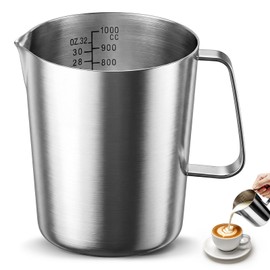 Hejo 1000ml Metal Measuring Jug, 304 Stainless Steel Milk Jug