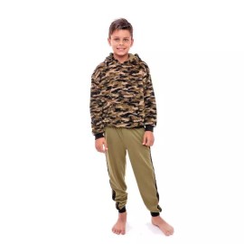 Sleep On It Boys Green Camo Soft Fleece 2-Piece Hooded Pajama Sleep, M 8/10