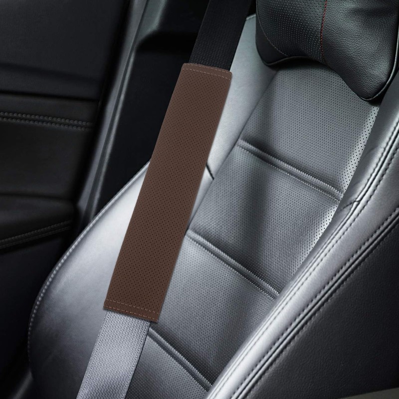 GAMPRO Perforated Breathable Car Seat Belt Pads, Microfiber Synthetic Leather