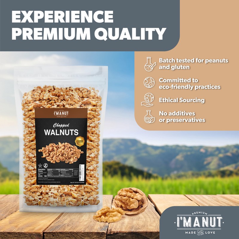 Premium Raw Chopped Walnuts 48oz (3 lb) - 100% Natural,