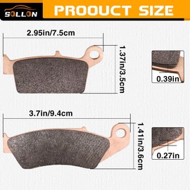 SOLLON Front and Rear Brake Pads for Suzuki DRZ400 DR-Z 400 2000-2009, DRZ400SM 2005-2009, RM125 RM250 for Honda XR650L 1993-2016, XR650R 2000-2007, for Kawasaki KX125, for Yamaha YZ250
