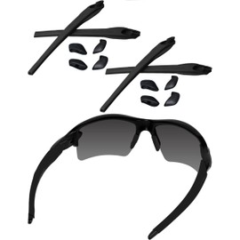 Bwake 2 Sets of Replacement Earsocks and Nose Pads for Oakley Flak 2.0 XL OO9188/Flak 2.0 OO9295/Flak 2.0 Asian Fit Sunglasses - Black