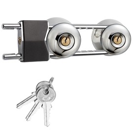 BLMHTWO French Door Lock, Metal Double Door Locks for French Doors U-Shaped Portable Door Lock for Doors with Double Handles, Knobs and Pull Rods