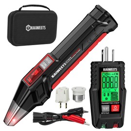 KAIWEETS Circuit Breaker Finder with LCD Display, GFCI Outlet Tester, Electrical Circuit Tracer Tool with NCV Test & Flashlight, Includes Carrying Case and Adapters- KT301P
