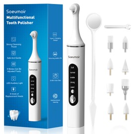 Tooth Polisher,Rechargeable Tooth Whitening Kit for Teeth Cleaning and Whitening, with 8 Brush Heads, LED Light, 5 Speed Modes Dental Polisher Personal Dental Care Kit for Home Use and Travel