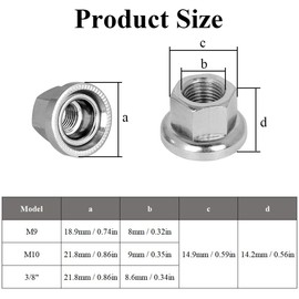 Pack of 2 Bicycle Axle Nuts, 3/8 Inch Bicycle Wheel Nuts Flange Axle Nut Replacement for Bicycle Mountain Bike Cycling