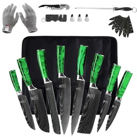 Knife Set,FULLHI 14pcs Japanese Knife Set, Multiple Colour Premium German Stainless Steel Kitchen Knife Set