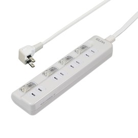 ELPA WLS-LU42EB(W) LED Lamp Switch Tap Power Strip Extension Cord 125V 2m 4 Pack