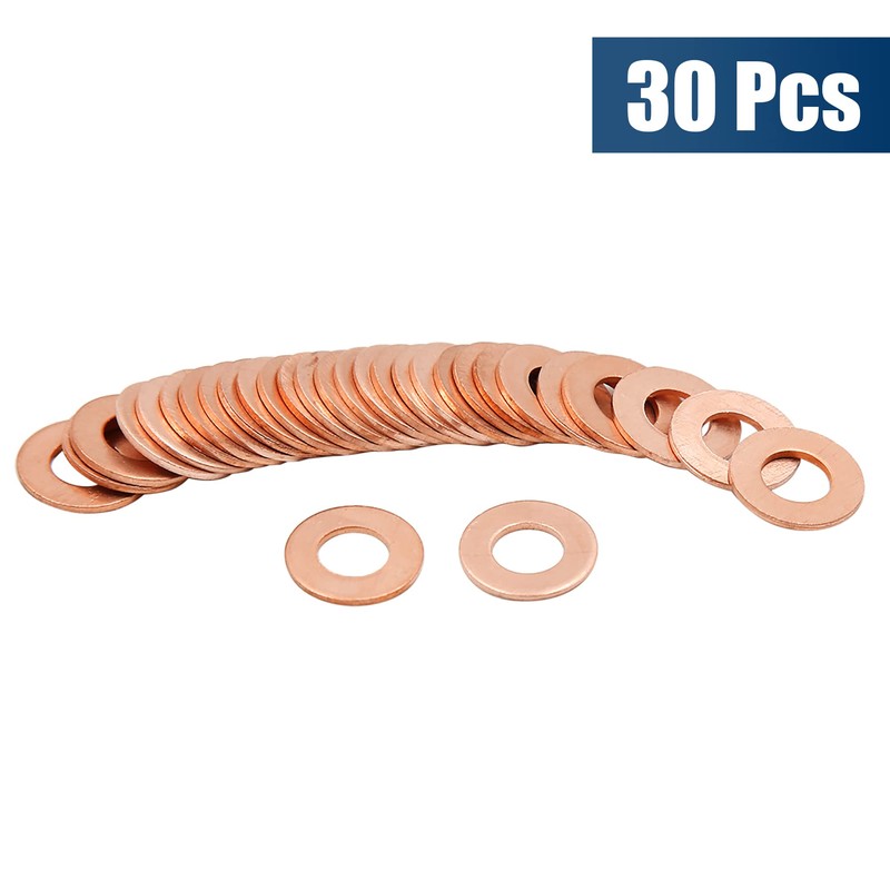 X AUTOHAUX 30pcs M7 x 14mm x 1mm Copper Flat