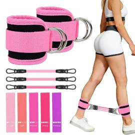 Kit de 10 Bandas de Resistencia Rosadas Ligas Deportivas Resistencia para Hacer Ejercicio - Artículos para Hacer Ejercicio Ideal para Yoga, Pilates, Entrenamiento de Piernas y Glúteos | Material Durad