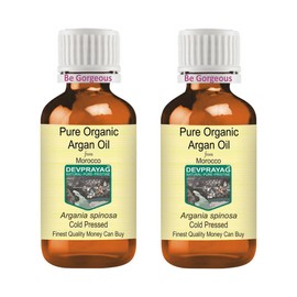 Devprayag Pure Organic Argan Oil (Morrocan) (Argania spinosa) Natural Therapeutic Grade Cold Pressed (Pack of Two) 100ml x 2 (6.76 oz)