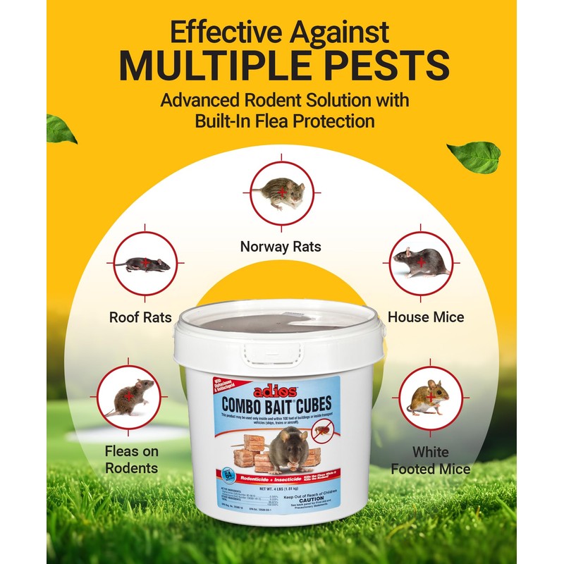 Kaput Adios Combo Bait Cubes – Dual-Action Rodenticide + Insecticide