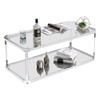 MINPINSER Glass Coffee Table, Clear Coffee Table with 2 Tiers,