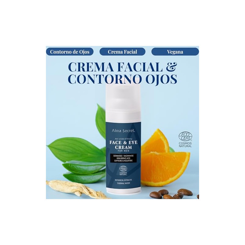 Alma Secret Men's Moisturising Face & Eye Cream with Caffeine,