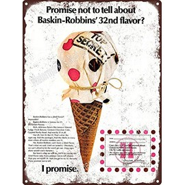 1970 Baskin Robbins Ice Cream 32nd Flavor Man Cave Metal Sign Retro Wall Home Bar Pub Vintage Cafe Decor, 8x12 Inch