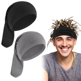 2 Pieces Dreadlock Cap Wide Elastic Loc Cap Long Head Tube Headbands Wrap Braid Cover for Full Hair, Stocking Sleep, Unisex Men Women Hair Accessories