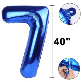 40 Inch Number Blue 7 Balloon,Large Dark Blue Foil Number Balloons 7 17 27 70 for Boys Girls Men Women Digit 7 Balloons Birthday Anniversary Events Party Decorations Supplies
