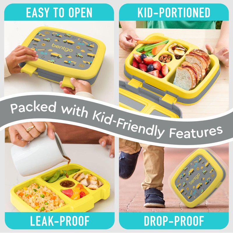 Bentgo Kids Prints Leak-Proof, 5-Compartment Bento-Style Kids Lunch Box -