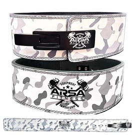 Arsa Fitness 10MM Weightlifting Lever Belt White Camo Design - size: LARGE