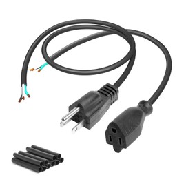 QTEATAK Male and Female Connector Extension Cord 125V 15A 2-Pole 3-Wire 50cm Female Connector and 100cm Male Straight Blade Plug with AWG14 Cables, includes 5 Heat Shrink Tubes (Male & Female 1 Set)
