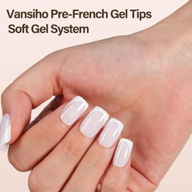 Vansiho 150 Uñas de Gel Francesas, Uñas Postizas Blancas con Punta Francesa, Uñas de Gel Suaves Cuadradas Cortas en Blanco Lechoso, Uñas Postizas Acrí