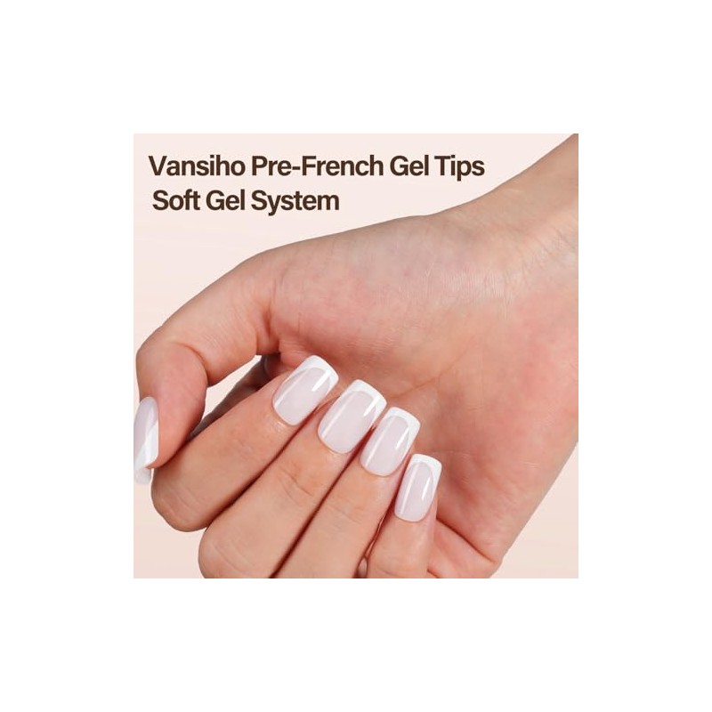 Vansiho 150 Uñas de Gel Francesas, Uñas Postizas Blancas con