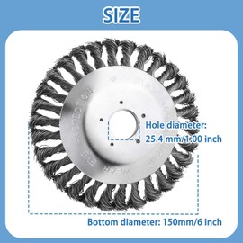 Joyhoop Weed Brush Cutter 150 x 25.4 mm, Wild Herb Brush for Brush Cutter, Wire Brush Cutter for Weed Trimmer, Effective Moss Removal