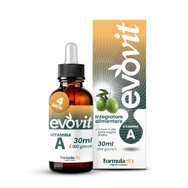 EVOVIT VITAMIN A in kaltgepresstem italienischen nativem Olivenöl extra - Natürliches Nahrungsergänzungsmittel mit hoher Bioverfügbarkeit - 4 Monate haltbar | Made in Italy 30ML