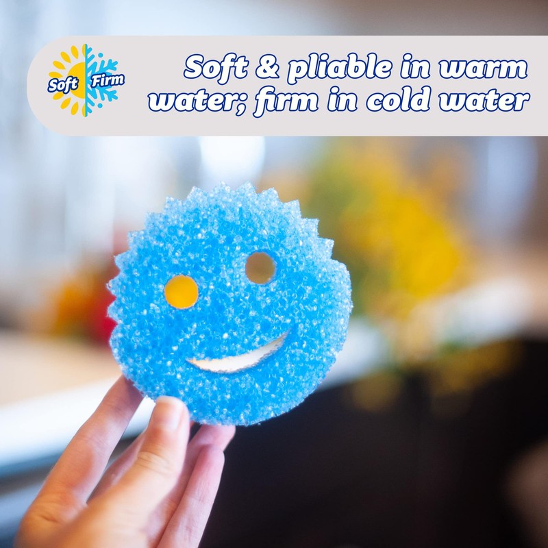 Scrub Daddy Colour Smiley Sponge, Cleaning Sponges, Texture Change, Scratch-Free
