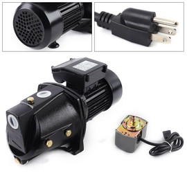 RustyVioum 1 HP 110V Shallow Well Jet Pump, Heavy Duty Jet Pump with Pressure Switch Water Jet Pump, Commercial Shallow Well Jet Pump Versatile Jet Pump for Farm Lawn Garden Black