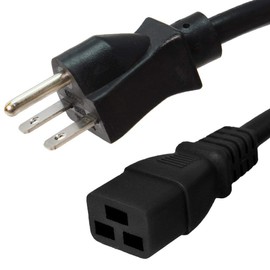 AC Power Cord 6-15P to C19, 15A/250V, 12/3 AWG - Iron Box Part # IBX-6151 (6 ft, Molded)