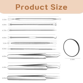 AstroScape Stainless Steel Blackhead Remover Kit, 2025 New Stainless Steel Acssart Blackhead Tools Kit with 15x Magnifying Glass (10Pcs)